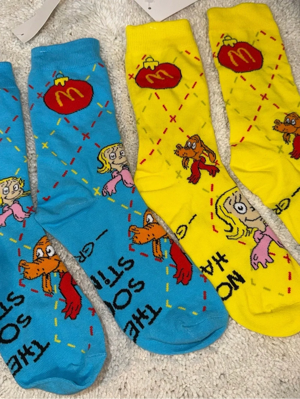 Dr. Seuss Blue & Yellow Novelty Cartoon Crew Socks McDonald’s